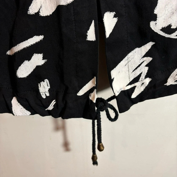 DESIGUAL Sz 36 Abstract Script Red Heart Hooded Drawstrings Canvas Trench Coat - Picture 11 of 15